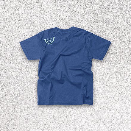 T-Shirt Style Craby. Blau mit Motivfarbe mint.